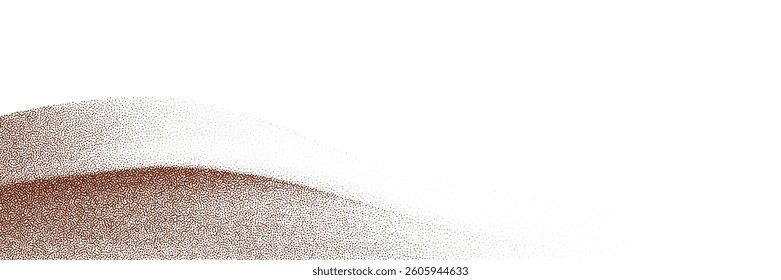  Rich chocolate and coffee powder scattered over a light background, with sprinkles of cocoa and particles of earthy dust. The surface features a textured brown sand effect.