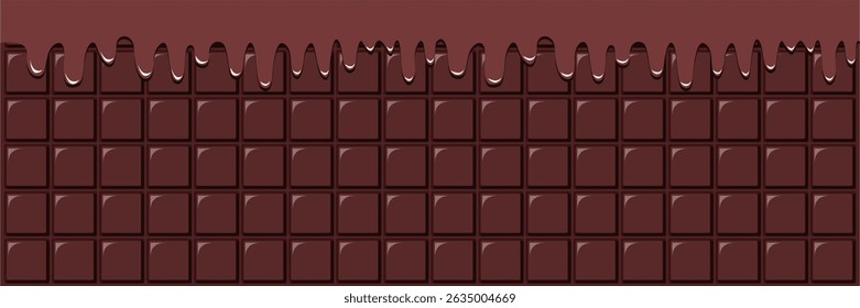 Rich Chocolate Ice Cream and Cookie and Cream Ice Cream Melted on Chocolate Bar Background Vector Illustration