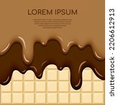 Rich Chocolate Ice Cream and Espresso Coffee Ice Cream Melted on White Chocolate Bar Background Vector Illustration