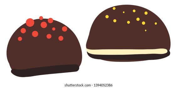 Rich chocolate truffles which is freshly prepared and is ready to serve vector color drawing or illustration