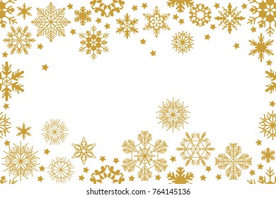 Rich Christmas background. Various snowflakes and winter ornaments. Seamless vector pattern for packaging, cards, party invitations and textile design. Golden, white.