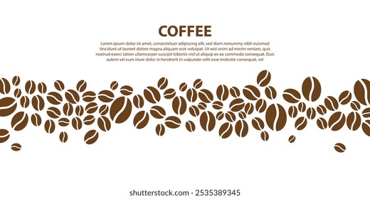 Rich Coffee Beans Pattern with Brown Typography – Beverage Banner for Coffee Shops