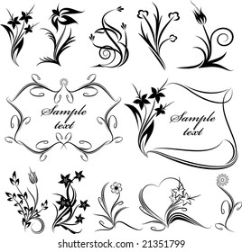 Rich collection of decor elements for design or tattoo. Lot of similar images in my gallery.