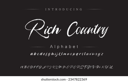 Rich Country vector brush style font, alphabet, typeface