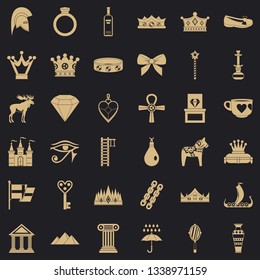 Rich crown icons set. Simple style of 36 rich crown vector icons for web for any design