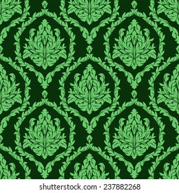 Rich damask seamless floral Wallpaper in green colors