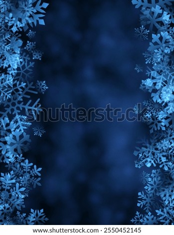 A rich dark blue background with a gradient effect and intricate snowflake borders. Ideal for winter-themed designs, invitations, or holiday graphics.