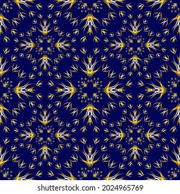 Patrón ininterrumpido de oro azul oscuro rico