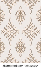 Rich decorated calligraphic outlined stroke seamless pattern. 