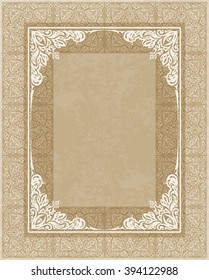 Rich decorated old style background with white frame for your design.