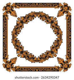 Rich Decorative Frame with Rectangular Gold Outline