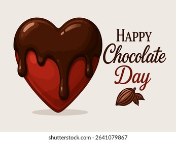 A rich and delicious Chocolate Day vector with melted chocolate style typography and smooth background. Suitable for food promos, greeting cards, and cocoa-themed content.