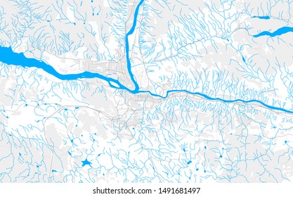 Rich detailed vector area map of Kamloops, British Columbia, Canada. Map template for home decor.