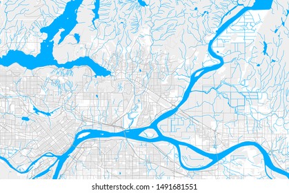 Rich detailed vector area map of Port Coquitlam, British Columbia, Canada. Map template for home decor.