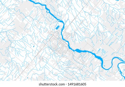 Rich detailed vector area map of Drummondville, Quebec, Canada. Map template for home decor.