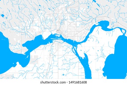 Rich detailed vector area map of Sault Ste. Marie, Ontario, Canada. Map template for home decor.