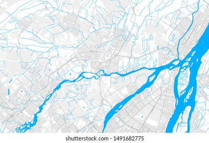 Rich detailed vector area map of Terrebonne, Quebec, Canada. Map template for home decor.