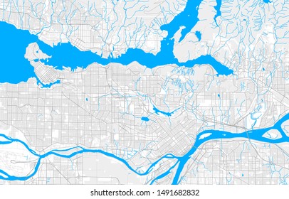 Rich detailed vector area map of Burnaby, British Columbia, Canada. Map template for home decor.