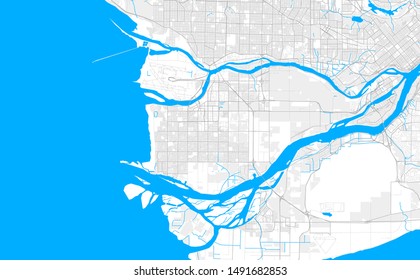 Rich detailed vector area map of Richmond, British Columbia, Canada. Map template for home decor.