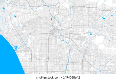 Rich detailed vector area map of Los Angeles, California, U.S.A.. Map template for home decor.