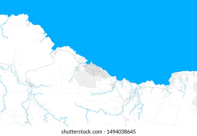 Rich detailed vector area map of Puerto Plata, Puerto Plata, Dominican Republic. Map template for home decor.