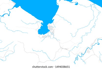 Rich detailed vector area map of Puerto Barrios, Izabal, Guatemala. Map template for home decor.