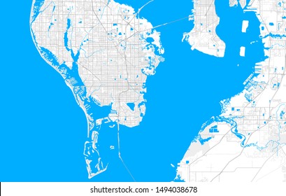 Rich detailed vector area map of St. Petersburg, Florida, U.S.A.. Map template for home decor.