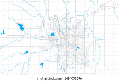 Rich Detailed Vector Area Map Of Lincoln, Nebraska, U.S.A.. Map Template For Home Decor.