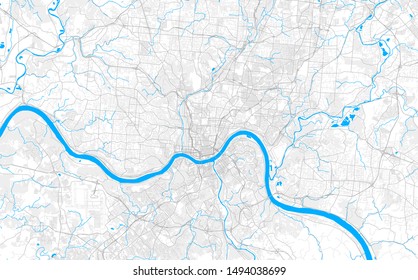 Rich Detailed Vector Area Map Of Cincinnati, Ohio, U.S.A.. Map Template For Home Decor.