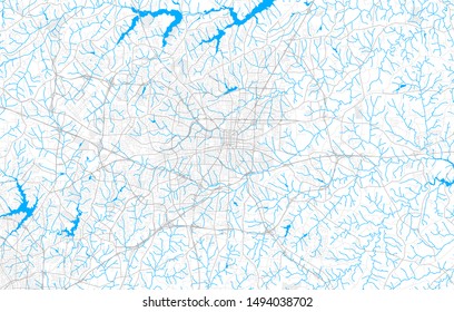 Rich detailed vector area map of Greensboro, North Carolina, U.S.A.. Map template for home decor.