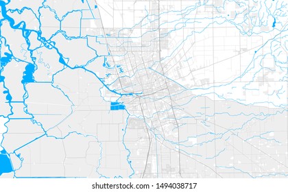 Rich detailed vector area map of Stockton, California, U.S.A.. Map template for home decor.