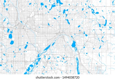 Rich detailed vector area map of Saint Paul, Minnesota, U.S.A.. Map template for home decor.