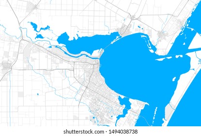 Rich Detailed Vector Area Map Of Corpus Christi, Texas, U.S.A.. Map Template For Home Decor.