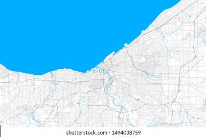 Rich Detailed Vector Area Map Of Cleveland, Ohio, U.S.A.. Map Template For Home Decor.
