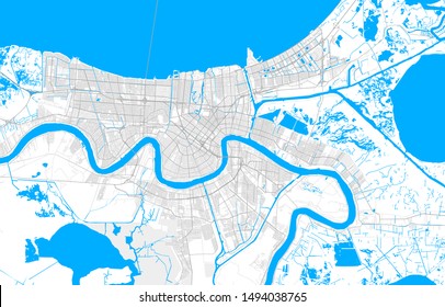 Rich Detailed Vector Area Map Of New Orleans, Louisiana, U.S.A.. Map Template For Home Decor.