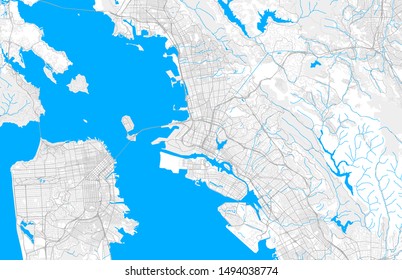 Rich detailed vector area map of Oakland, California, U.S.A.. Map template for home decor.