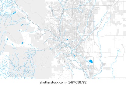 Rich Detailed Vector Area Map Of Colorado Springs, Colorado, U.S.A.. Map Template For Home Decor.