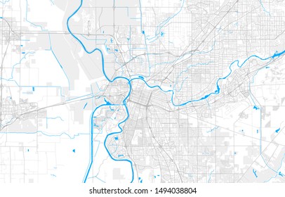 Rich Detailed Vector Area Map Of Sacramento, California, U.S.A.. Map Template For Home Decor.