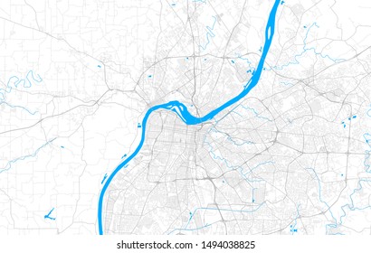 Rich detailed vector area map of Louisville, Kentucky, U.S.A.. Map template for home decor.