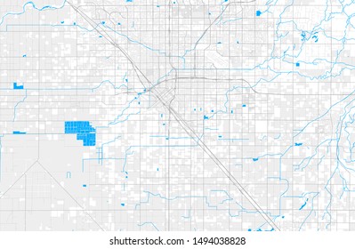 Rich Detailed Vector Area Map Of Fresno, California, U.S.A.. Map Template For Home Decor.