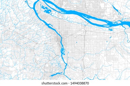 Rich detailed vector area map of Portland, Oregon, U.S.A.. Map template for home decor.