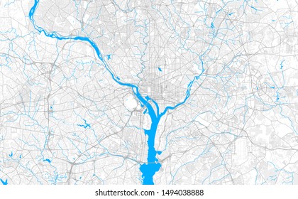 Rich detailed vector area map of Washington, D.C., U.S.A.. Map template for home decor.