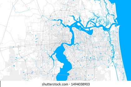 Rich detailed vector area map of Jacksonville, Florida, U.S.A.. Map template for home decor.