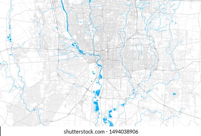 Rich Detailed Vector Area Map Of Columbus, Ohio, U.S.A.. Map Template For Home Decor.