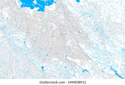 Rich detailed vector area map of San Jose, California, U.S.A.. Map template for home decor.