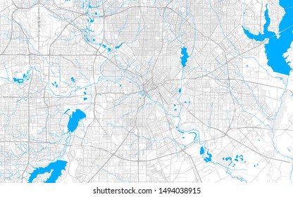Rich detailed vector area map of Dallas, Texas, U.S.A.. Map template for home decor.