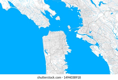 Rich detailed vector area map of San Francisco, California, U.S.A.. Map template for home decor.