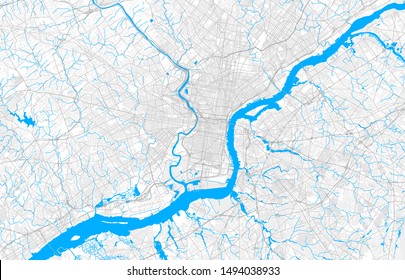 Rich detailed vector area map of Philadelphia, Pennsylvania, U.S.A.. Map template for home decor.