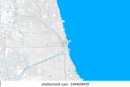 Rich detailed vector area map of Chicago, Illinois, U.S.A.. Map template for home decor.