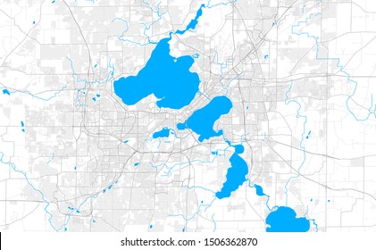 Rich detailed vector area map of Madison, Wisconsin, U.S.A.. Map template for home decor.